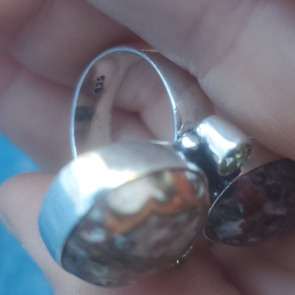 New Leopard Skin Jasper and Citrine 925 Silver Statement Ring. - Picture 9 of 16